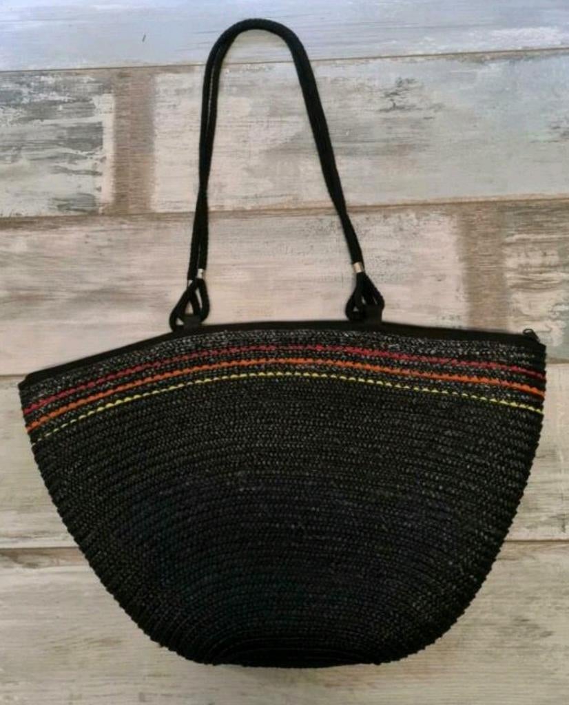 Hand-Schoudertas-strandtas met ritssluiting, Sieraden, Tassen en Uiterlijk, Tassen | Schoudertassen, Zo goed als nieuw, Zwart