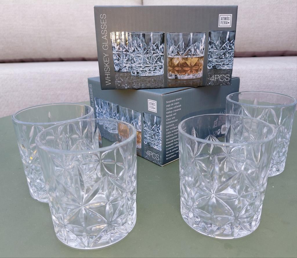 Kristal whiskey- of waterglas (8st/230ml) nieuw in doos, Ophalen, Glas of Glazen, Nieuw, Glas