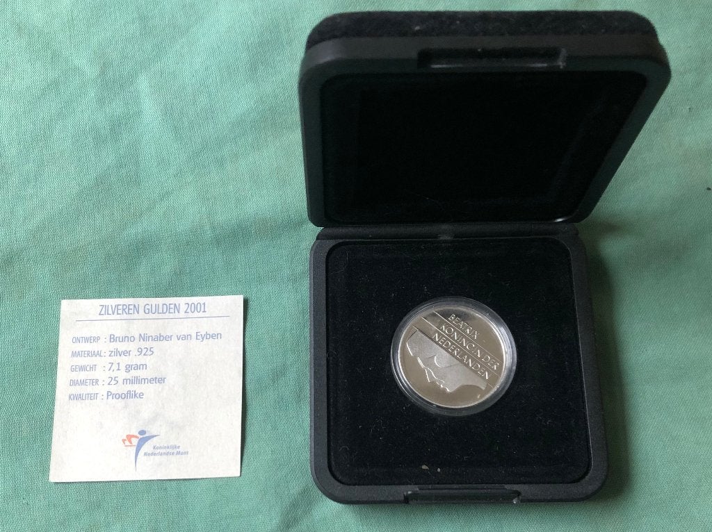 zilveren gulden 2001, 1 gulden, Koningin Beatrix, Zilver, Ophalen of Verzenden