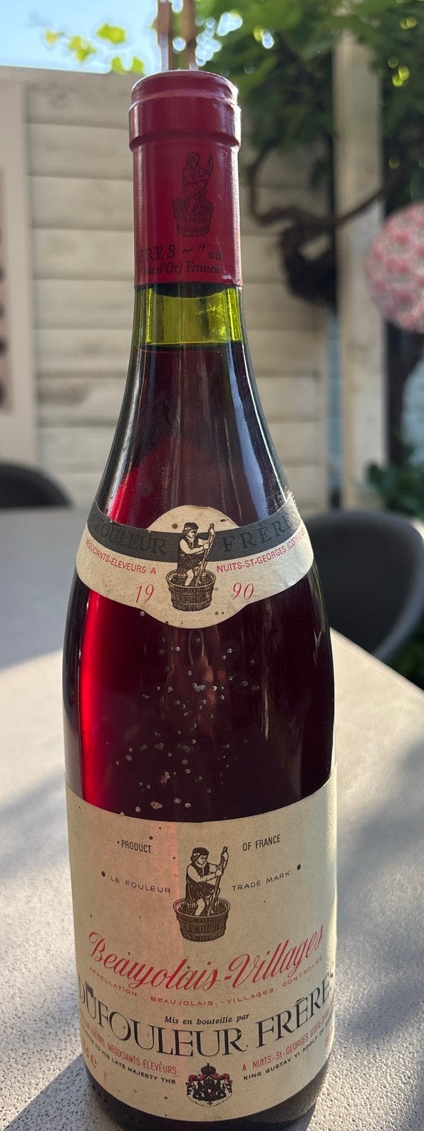 Fouleure Frere Beaujolais-Villages 1990 Rode Wijn, Gebruikt, Frankrijk, Ophalen of Verzenden, Rode wijn
