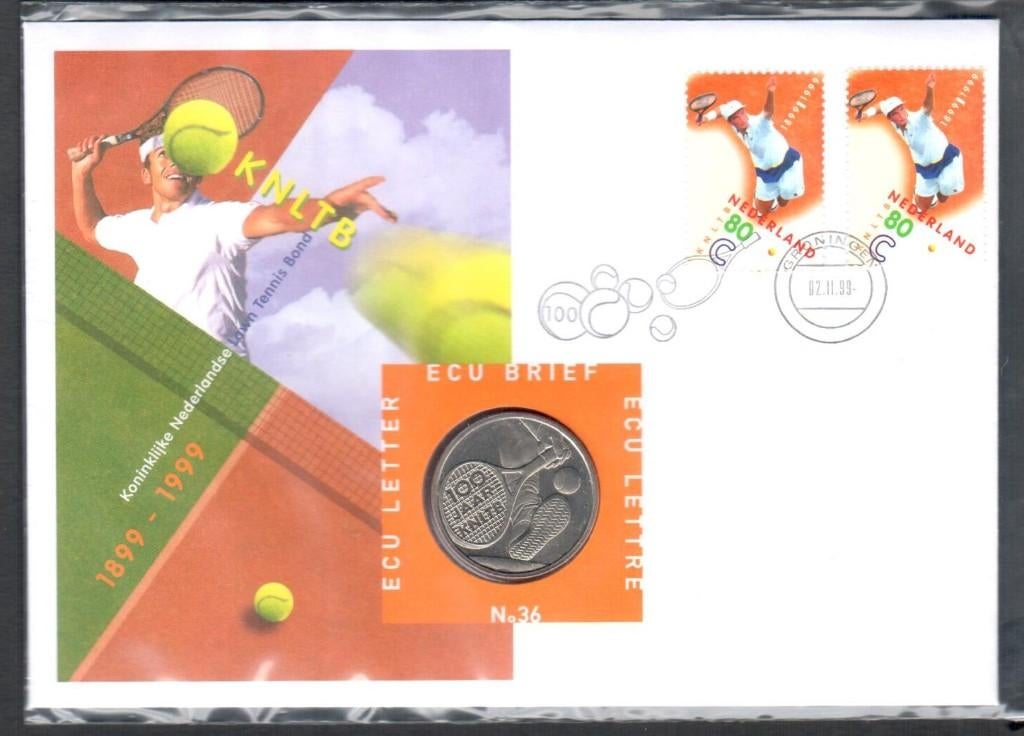 Penning - Ecu Brief 36 - 100 JAAR  K N L T B - 1999., Postzegels en Munten, Ophalen of Verzenden, Overige materialen, Nederland
