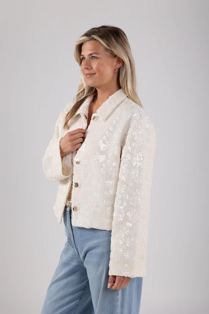Nieuw! Nukus Ava Paillet Off White Jasje XXL, Kleding | Dames, Jasjes, Kostuums en Pakken, Overige kleuren, Maat 46/48 (XL) of groter