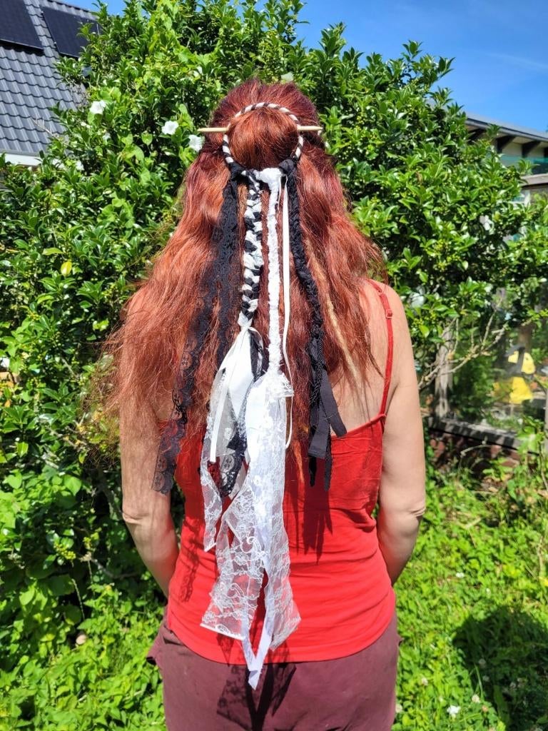 Chique zwart witte dreadring / haarspeld / haarversiering, Haarspeld, ., Ophalen of Verzenden, .