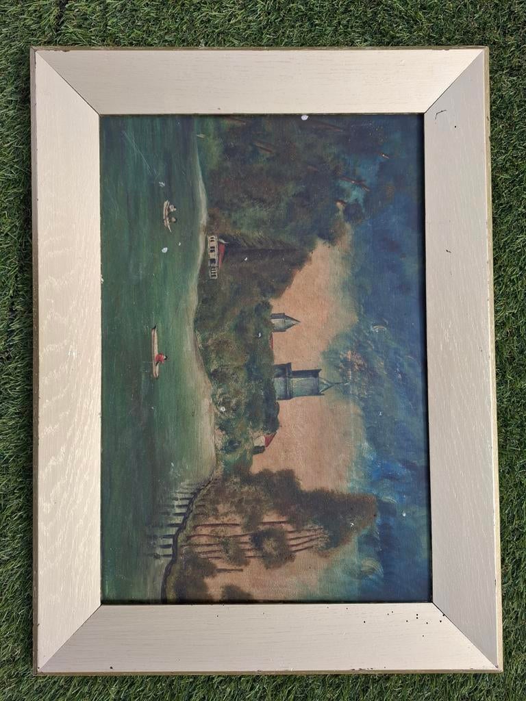 Schilderij met landschap en water, gesigneerd 1934, Antiek en Kunst, Kunst | Schilderijen | Klassiek, Ophalen of Verzenden