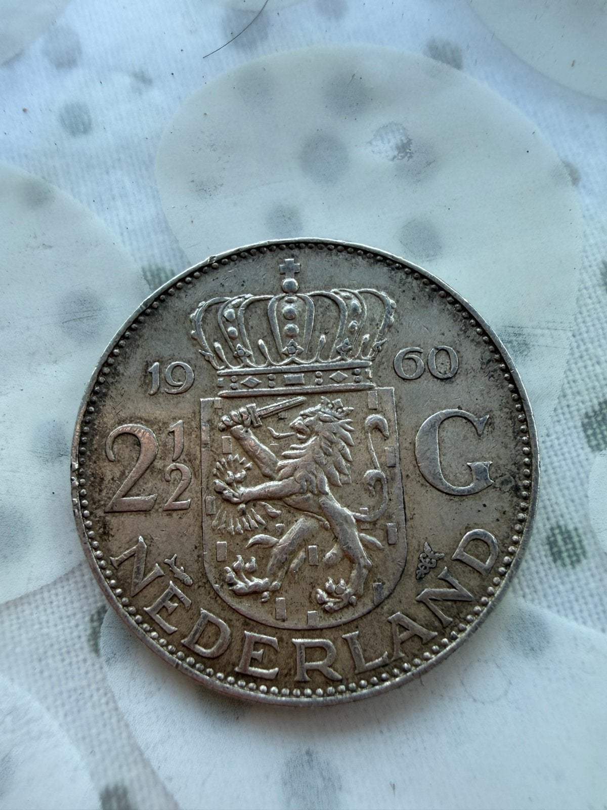 2½ Gulden Nederland 1960 en 1961 - Koningin Juliana, Koningin Juliana, Setje, Zilver, Ophalen of Verzenden