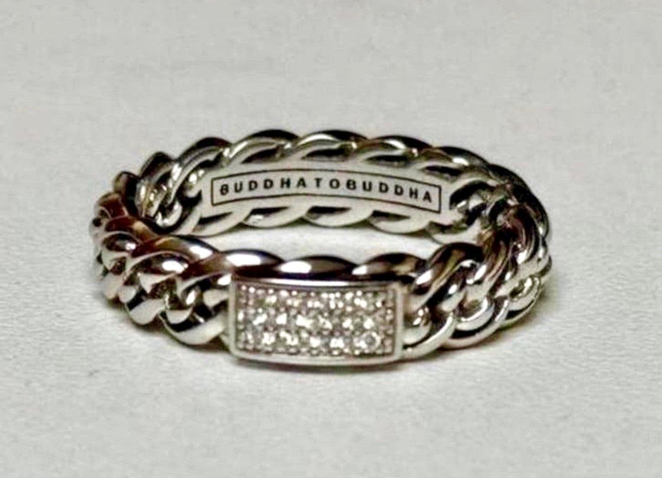 Buddha to Buddha ring 14 karaat witgoud met diamant! NIEUW!, Sieraden, Tassen en Uiterlijk, Ringen, Nieuw, Ophalen of Verzenden