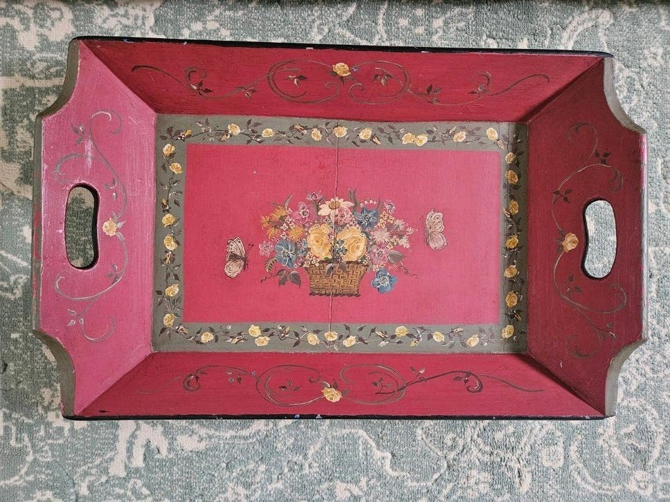 Brocante dienbladen, antieke mangelbak, Ophalen
