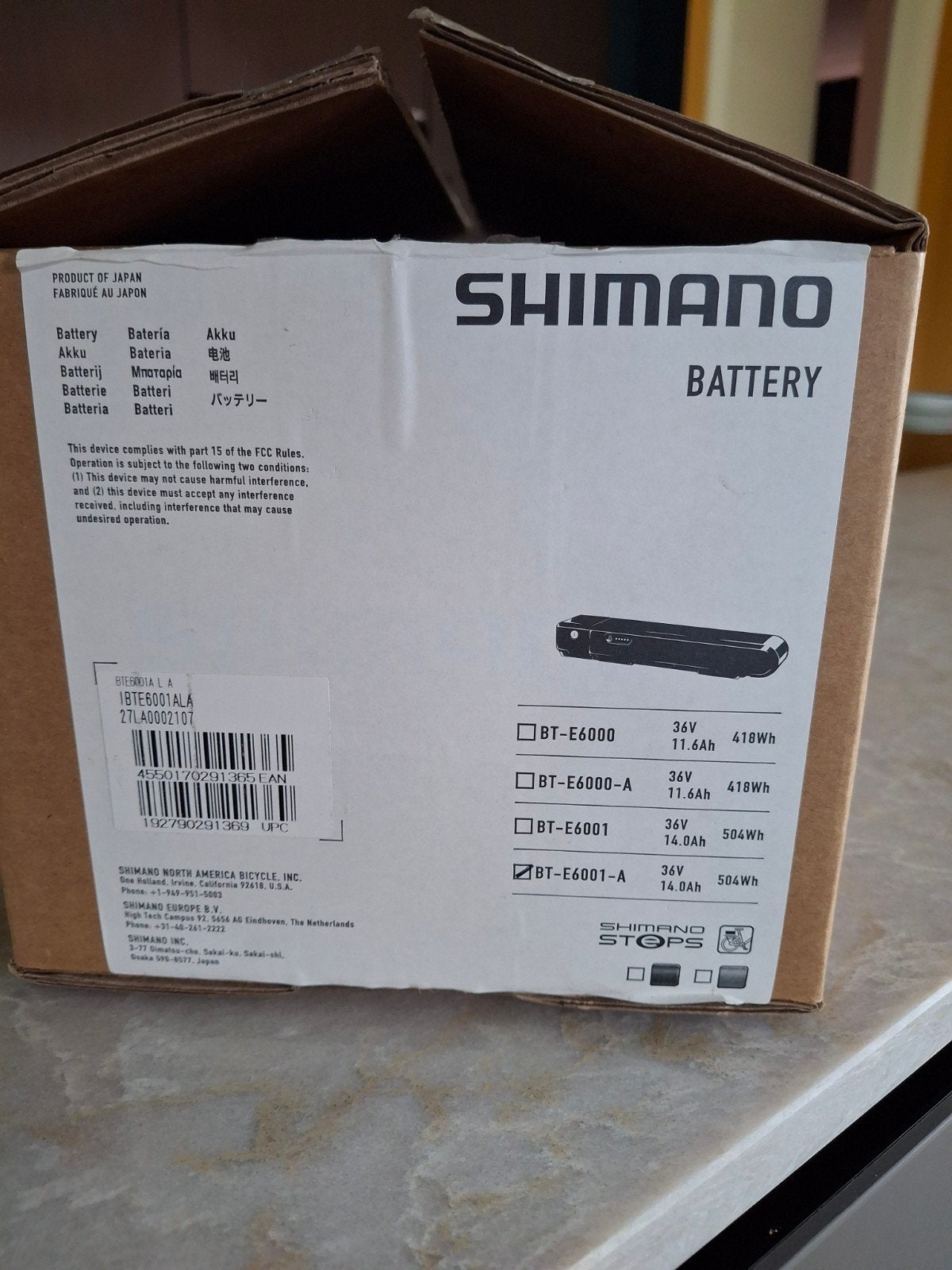 Nieuwe Shimano E-bike Accu 36V 14Ah 504Wh, Nieuw