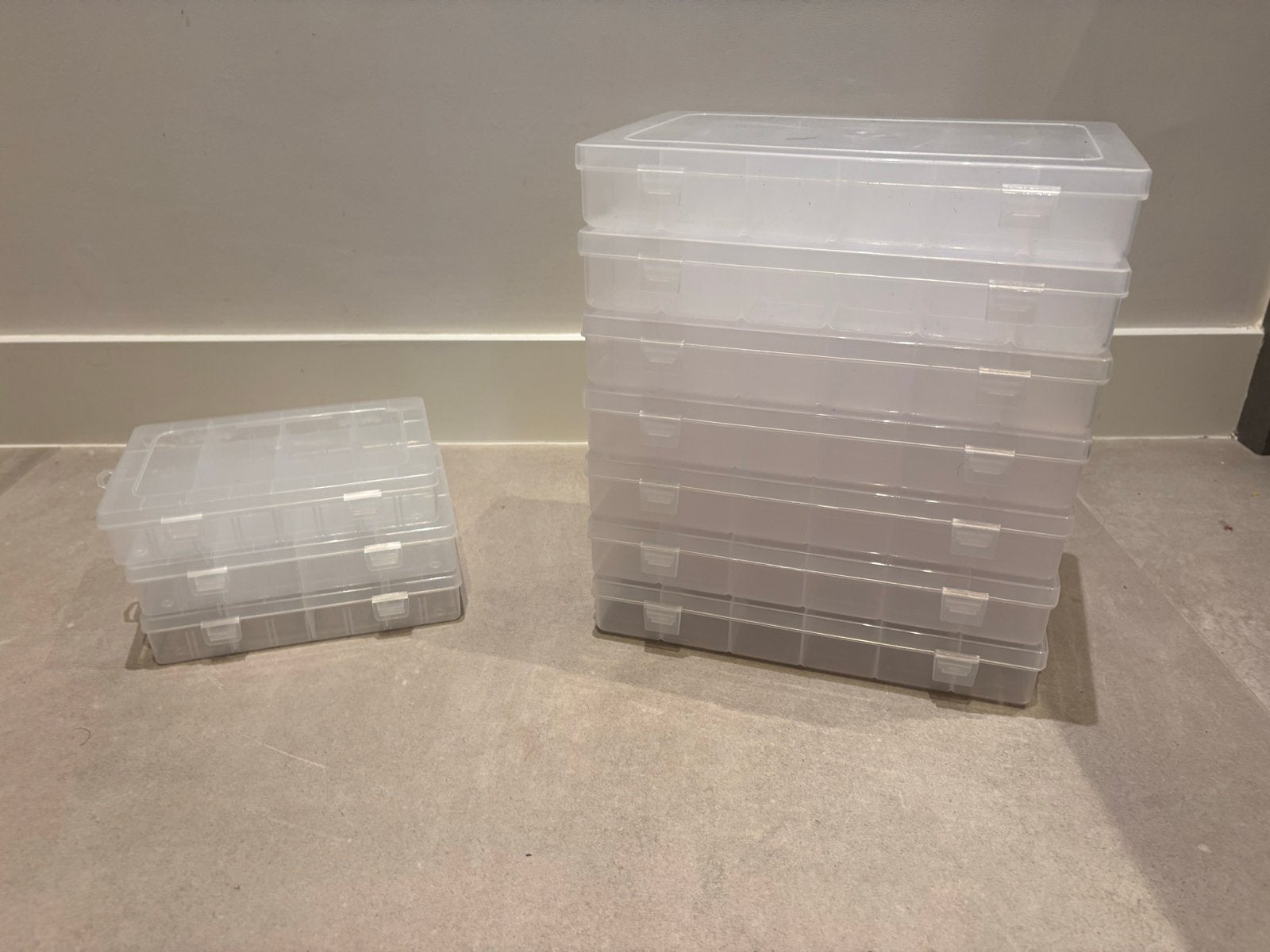 Transparante opbergdozen met vakjes - 10 stuks, Ophalen, Doos, Minder dan 35 cm, Minder dan 50 cm