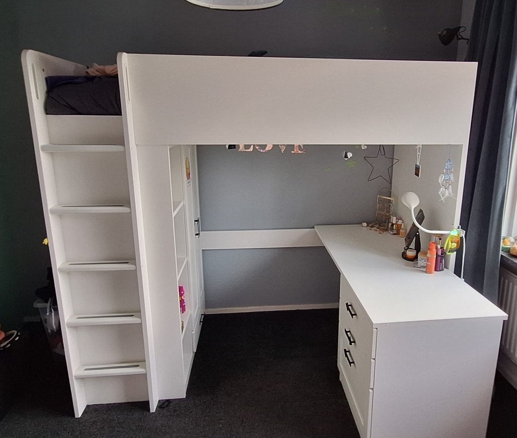 Smastad Hoogslaper met bureau en kast, Ophalen, Gebruikt, 90 cm, Eenpersoons