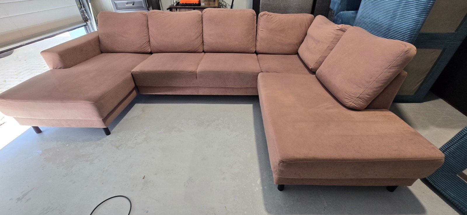 U-bank Zitmax bruin, 3 delen, uitwasbaar, zgan, 300 cm of meer, Ophalen of Verzenden, Zo goed als nieuw, Onbekend