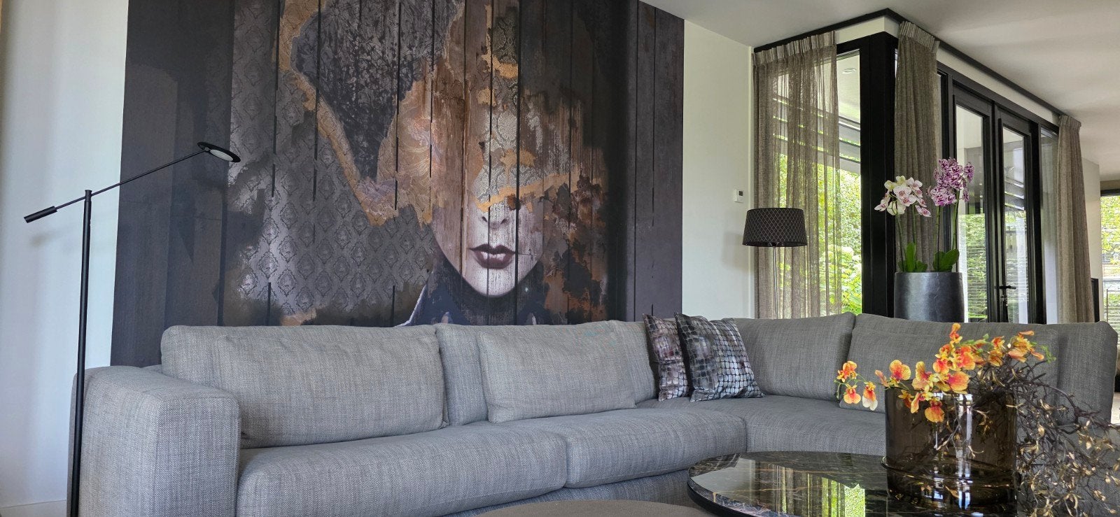Luxe grote hoekbank in zeer goede staat, Ophalen, Zo goed als nieuw, Vierpersoons of meer, Stof
