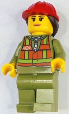 LEGO Train trn246 Train Worker - Female, Orange Safety Vest, Overige thema's, Lego, Nieuw, Ophalen of Verzenden