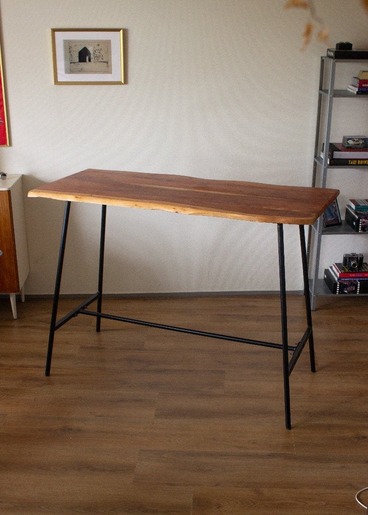 Bartafel met natuurlijk houten tafelblad, Huis en Inrichting, Tafels | Statafels, Ophalen, Gebruikt