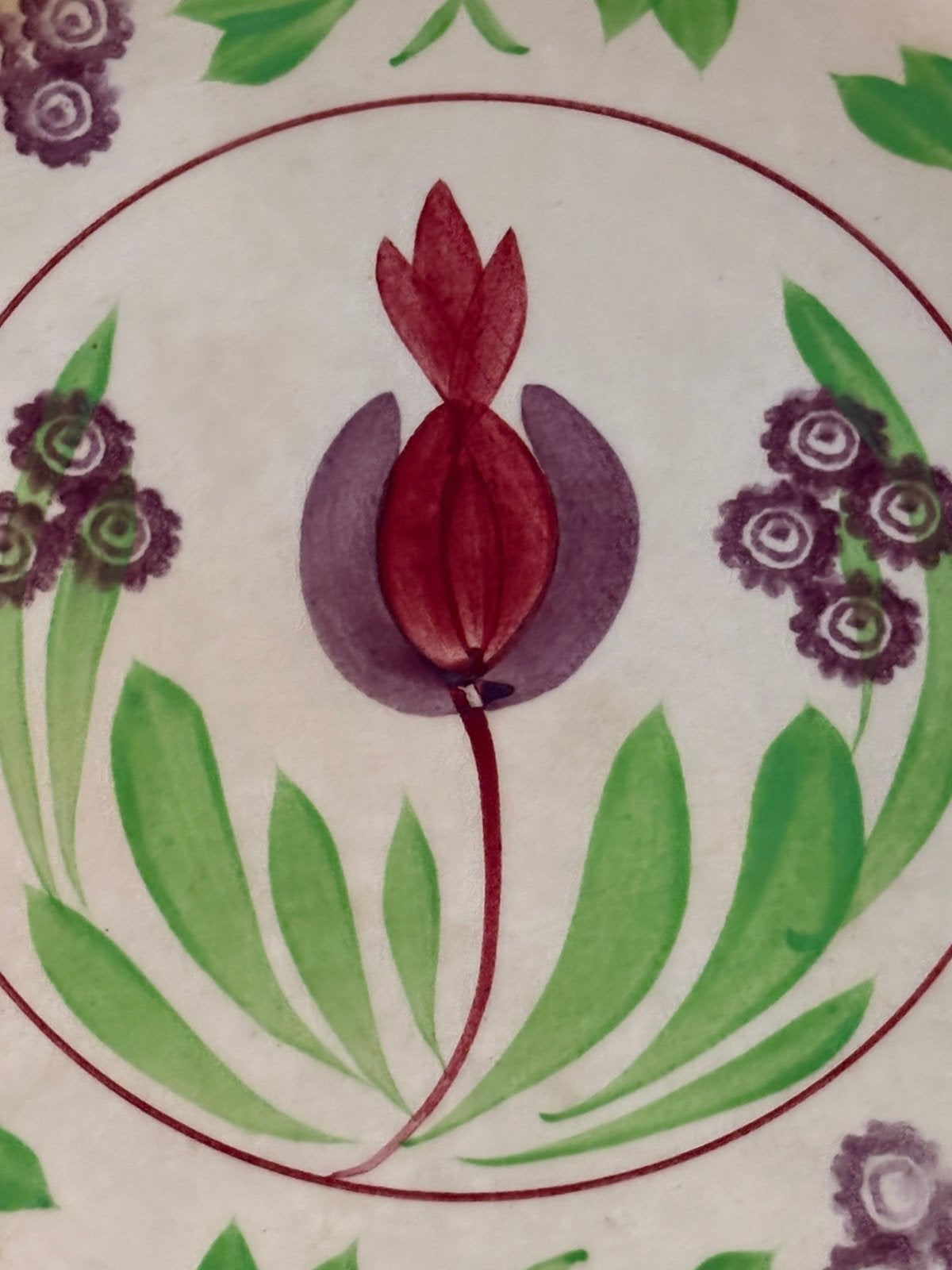 Groot handgeschilderd Boerenbont bord 33 cm rond 1900 antiek, Ophalen of Verzenden