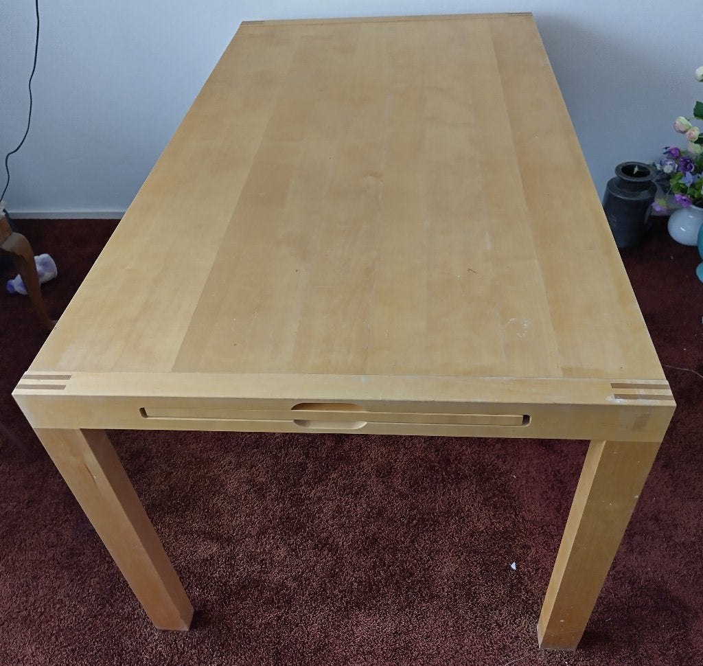 Eettafel van licht hout, Ophalen, Gebruikt, 50 tot 100 cm, 150 tot 200 cm