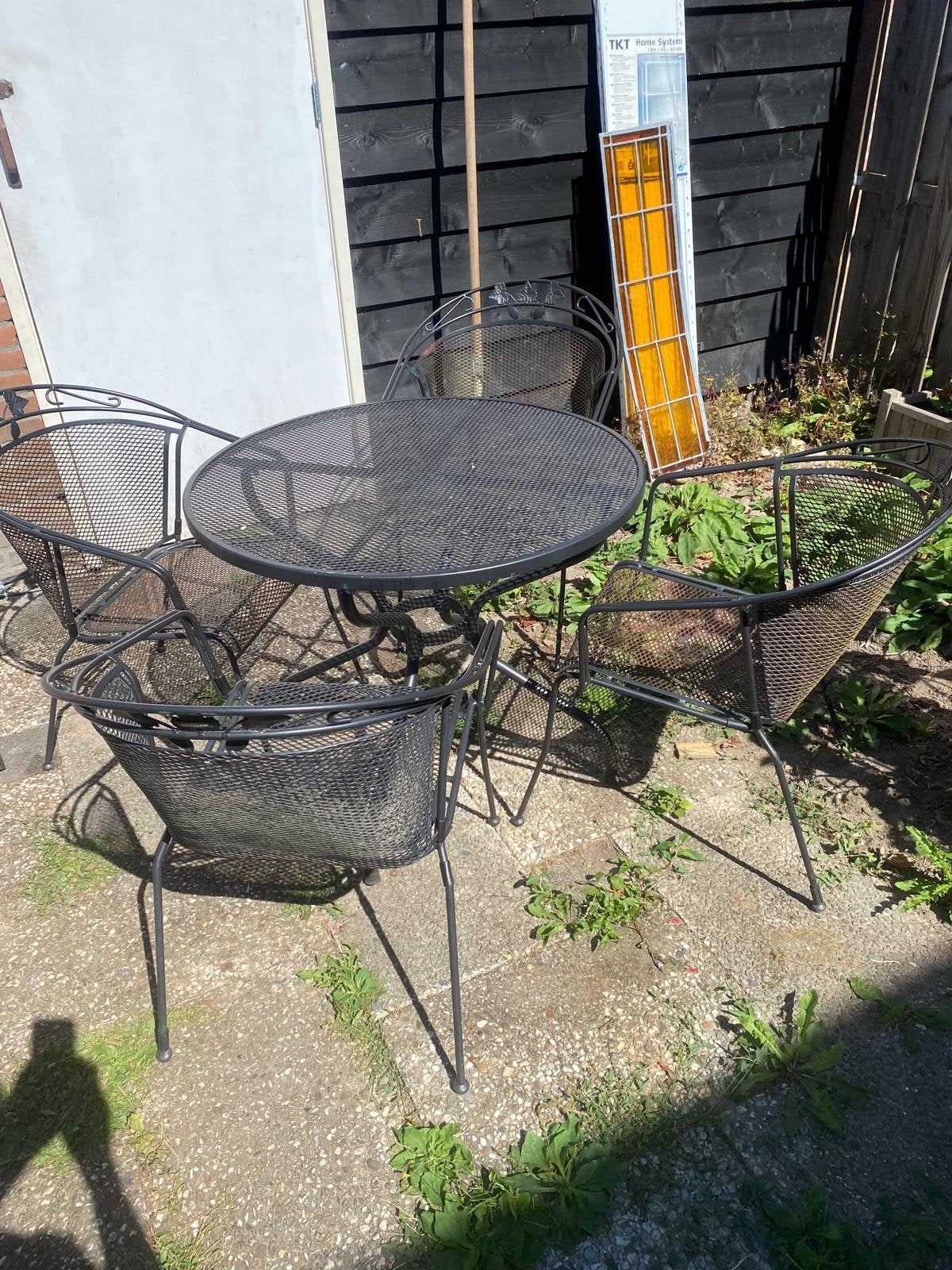 Smeedijzeren tuinset, Tuin en Terras, Ophalen, Gebruikt, Bijzettafel, Tuinset