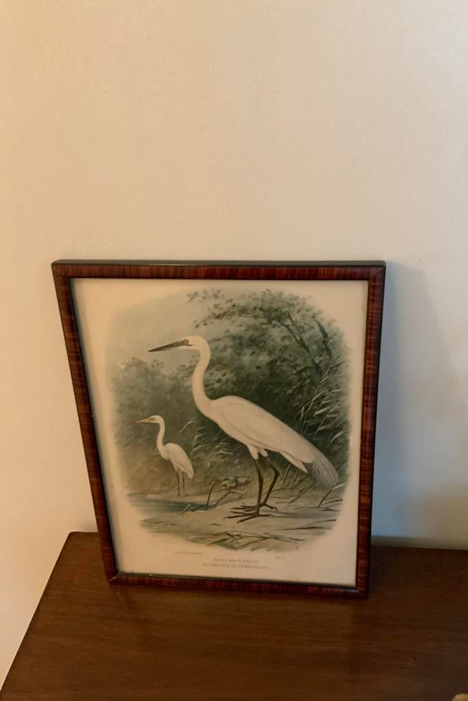 Oud schilderij met oude prent, Ophalen of Verzenden