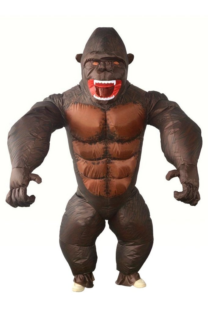 Gorilla Opblaaspak Carnavalspak Volwassen Aap King Kong, Maat 52/54 (L), Carnaval, Ophalen of Verzenden, Zo goed als nieuw