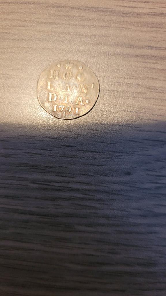 Duit zilver Hollandia 1791, Postzegels en Munten, Munten | Europa | Euromunten, Ophalen