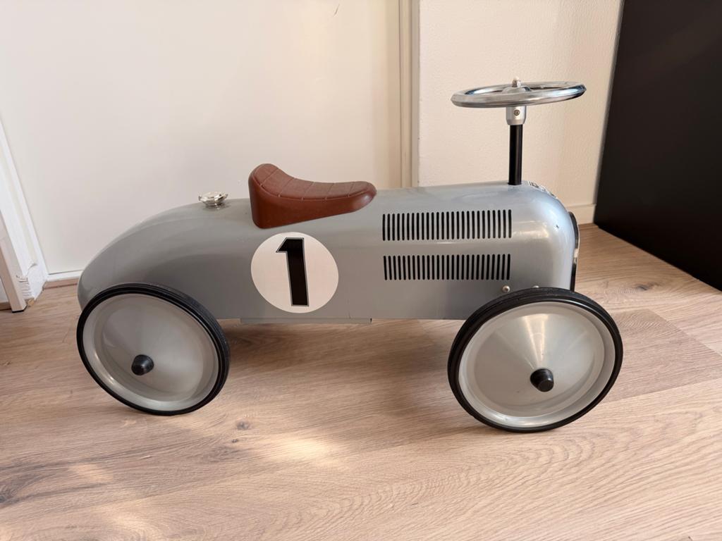 Retro Roller loopauto grijs met nummer, Ophalen, Gebruikt