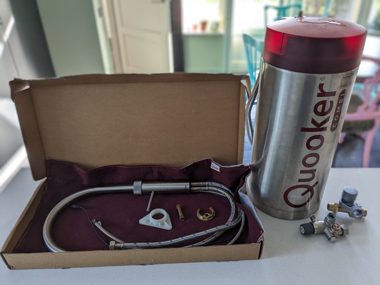 Quooker Fusion Round RVS met Combi(+) boiler complete set, Minder dan 50 cm, Ophalen of Verzenden, Zo goed als nieuw, Minder dan 100 cm