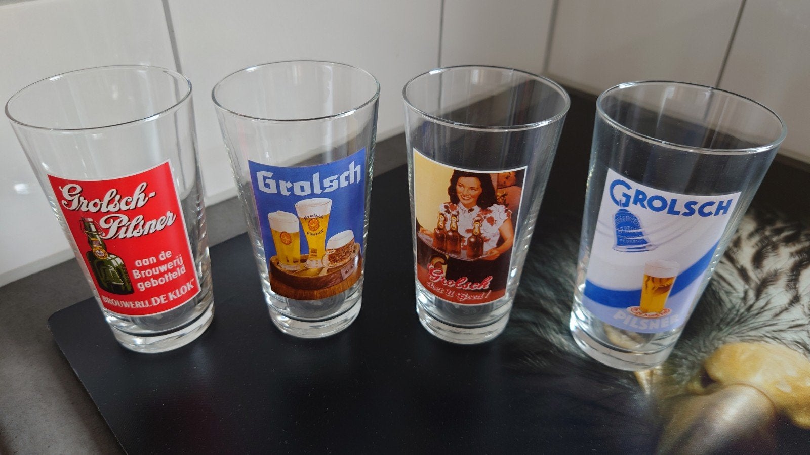 Mooie set Grolsch glazen., Verzamelen, Ophalen of Verzenden, Zo goed als nieuw, Bierglas