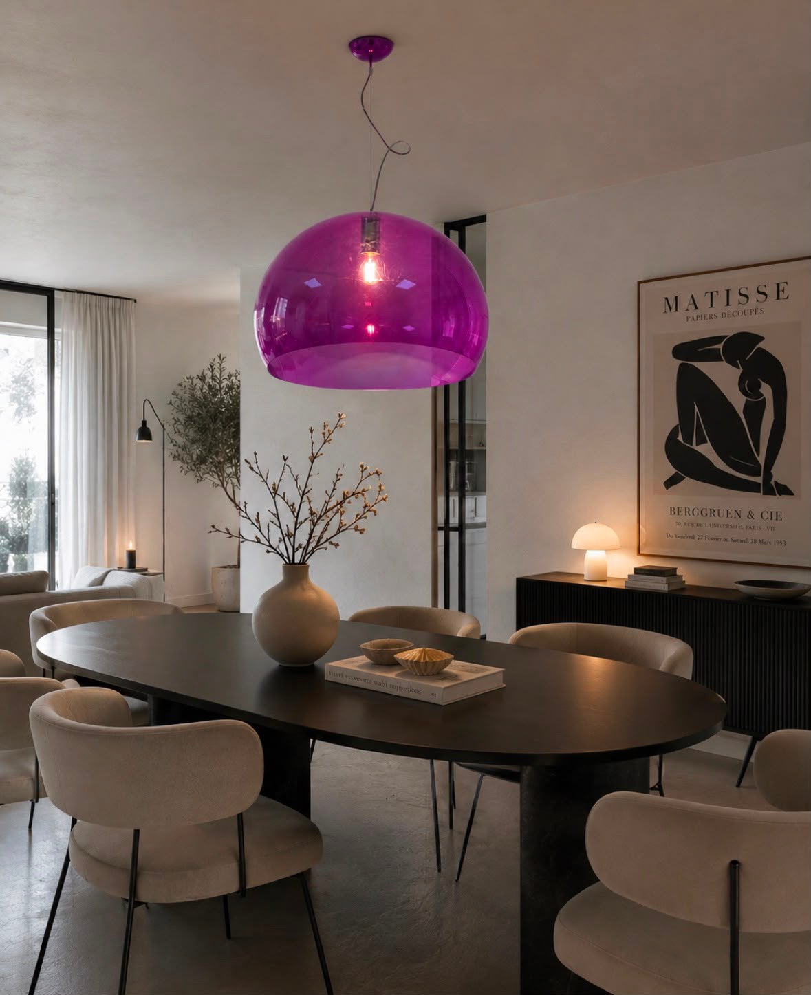 Originele Kartell FL/Y Hanglamp Paars - Ø 52 cm, Ophalen of Verzenden, Gebruikt, Kunststof, E27 (groot)