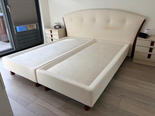 PULLMAN 2 persoons Boxspring De Luxe 180x200 incl Hoofdbord, Ophalen, Gebruikt, Beige, Klassiek Luxe, modern