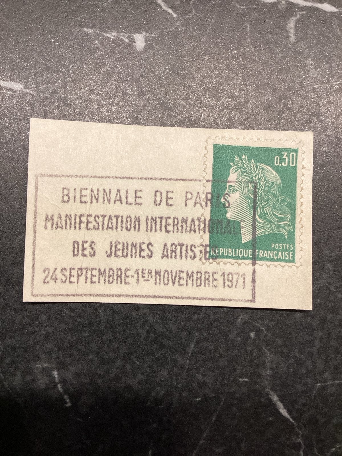 Franse postzegel met stempel Biennale de Paris 1971, Ophalen of Verzenden, Gestempeld