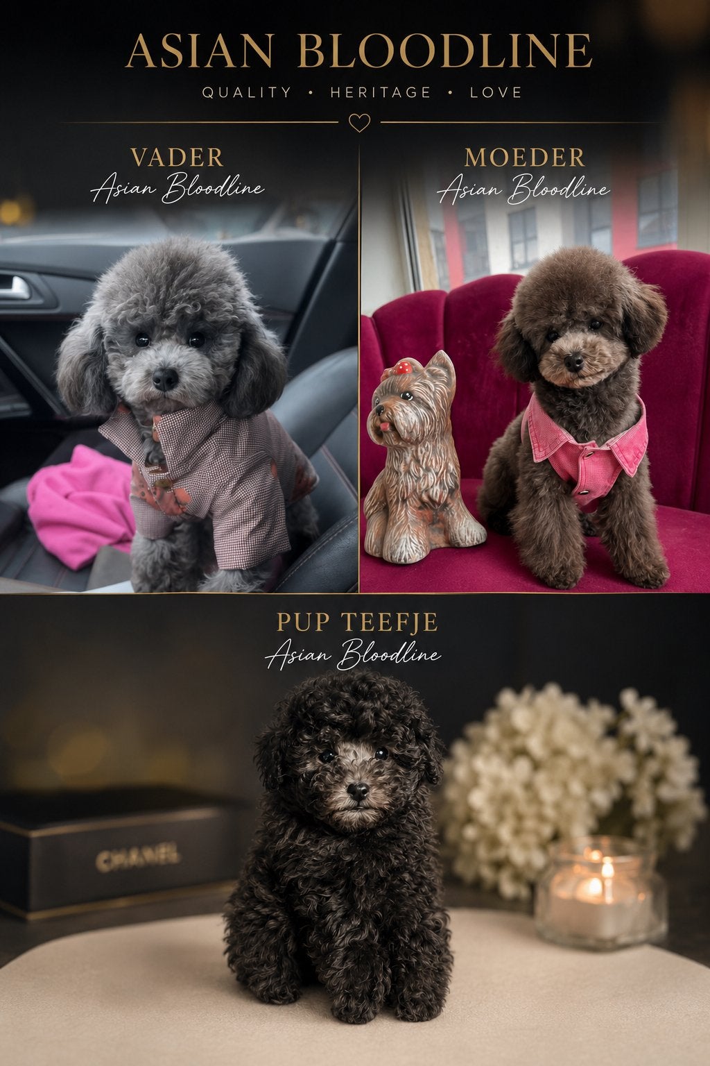 Zilver grijs toy poedel toypoedel teefje asian, Dieren en Toebehoren, Poedel, Particulier, 15 weken tot 1 jaar, Buitenland