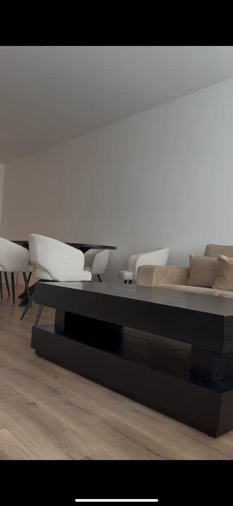 Zwarte salontafel, Ophalen, 100 tot 150 cm, 50 tot 75 cm, Eikenhout