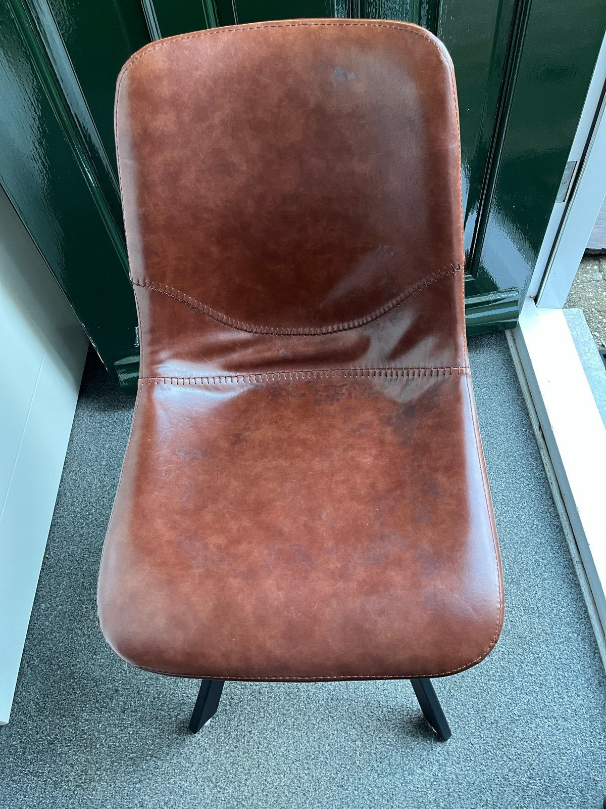 4 Goossens eetkamerstoelen in goede staat, Ophalen, Gebruikt, Bruin, Leer