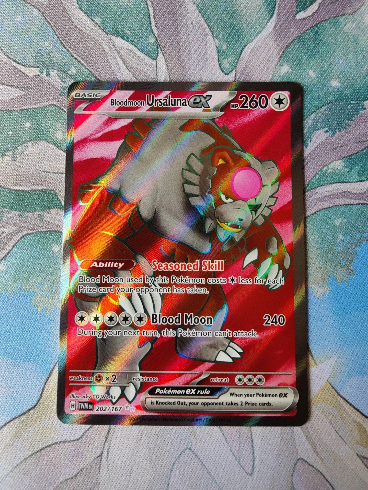 Pokemon twilight masquerade bloodmoon ursaluna ex 202, Ophalen of Verzenden, Nieuw, Losse kaart, Foil