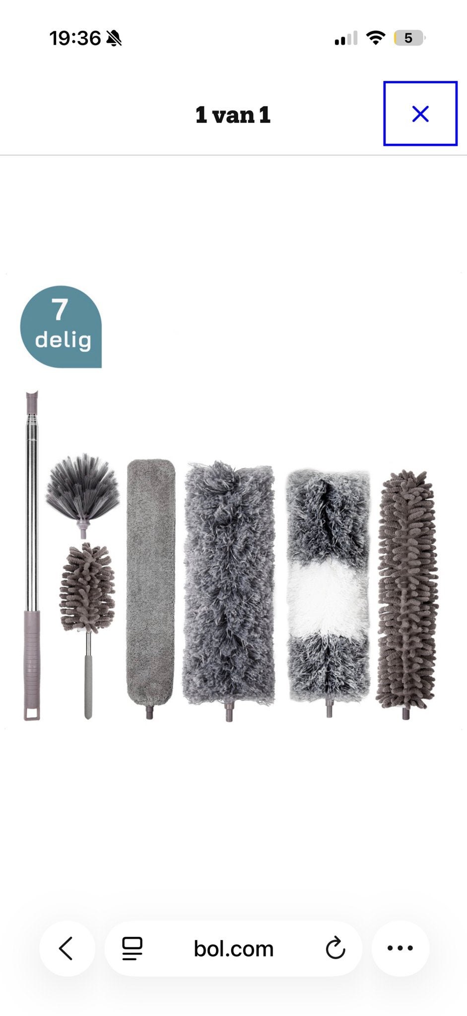 7-delige Microfiber Plumeau Set - Stofdoek en Telescoopsteel, Ophalen of Verzenden, Overige typen