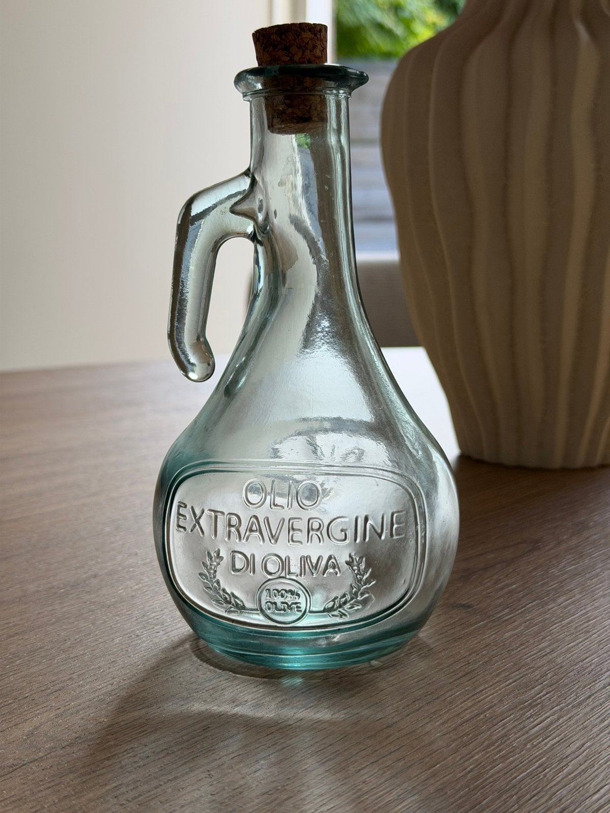 Mica Decorations oliefles gerecycled glas met kurk, Verzenden, Zo goed als nieuw, Overige merken, Glas