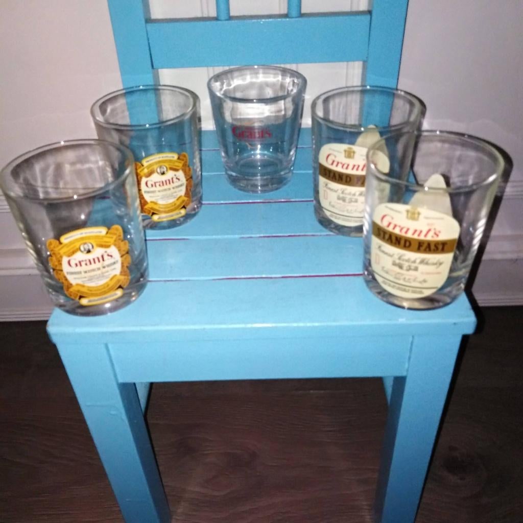 Grant's Finest Scotch whisky glazen 5 stuks, Ophalen, Gebruikt, Overige typen
