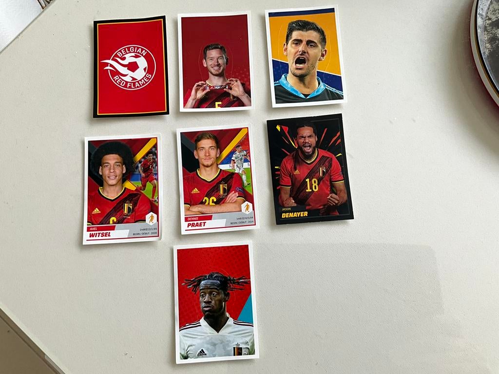 Set van 7 Panini Rode Duivels & Red Flames stickers, Seizoenskaart, Eén persoon