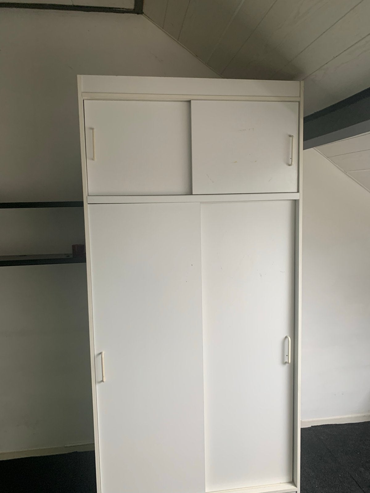Witte kledingkast met schuifdeuren, Ophalen, Gebruikt, 200 cm of meer, 50 tot 100 cm