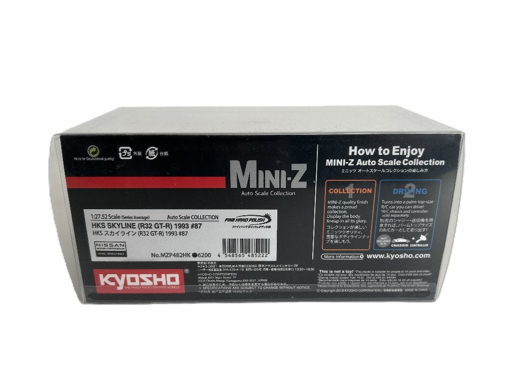 Kyosho Autoscale Mini-Z Skyline GT-R R32 1993 HKS #87, Ophalen of Verzenden, Nieuw, Overige schalen, Auto onroad
