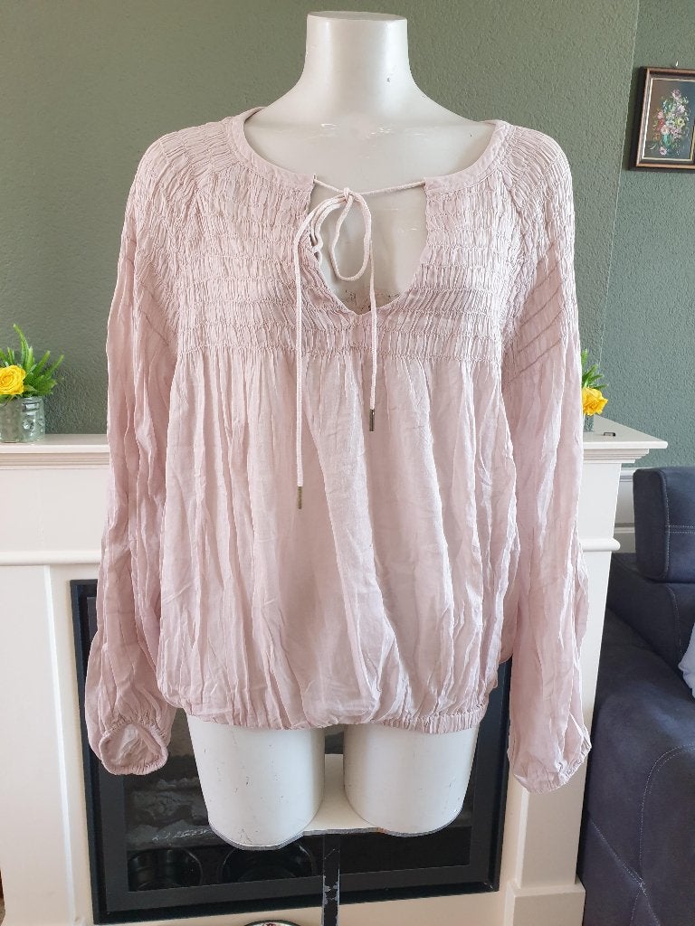 Hunkydory mooie nude beige top blouse S 36, Kleding | Dames, Verzenden, Beige, Zo goed als nieuw, Lange mouw