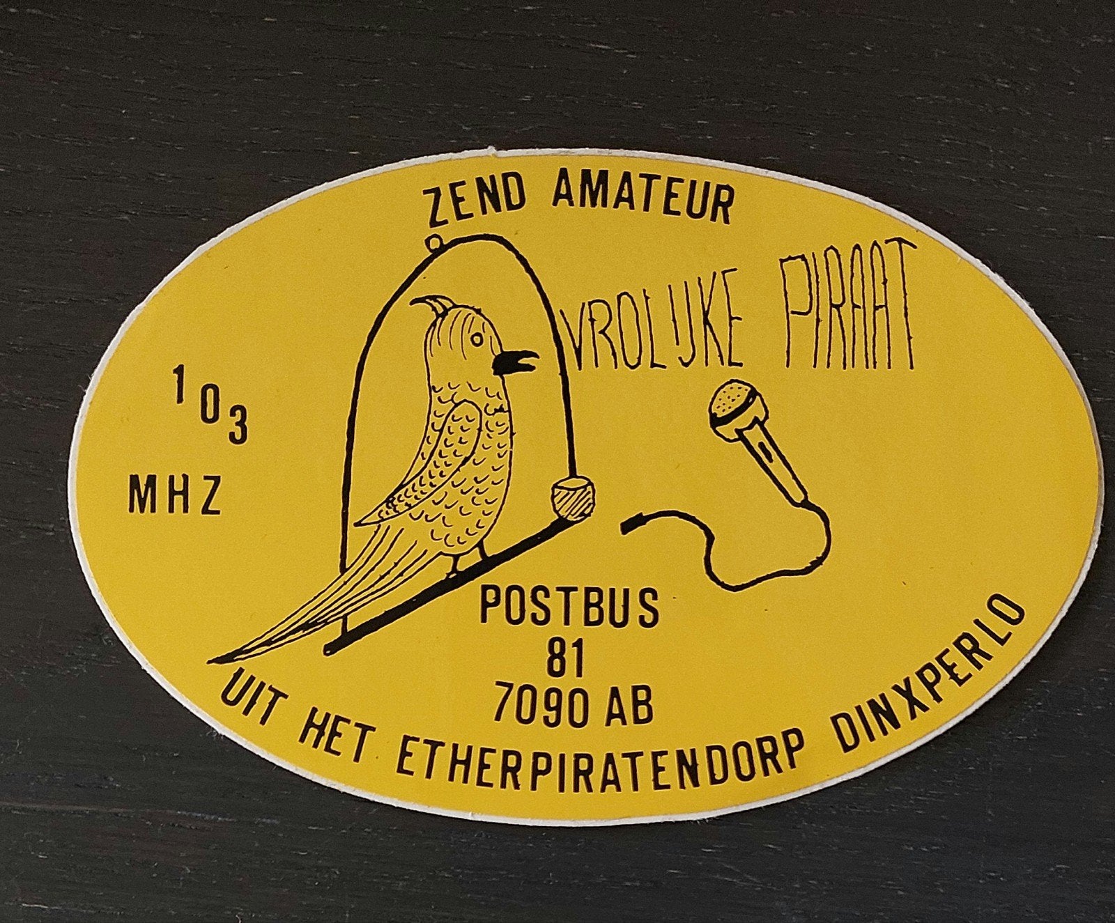 Sticker Vrolijke Piraat Dinxperlo zendamateur piratenzender, Ophalen of Verzenden, Gebruikt