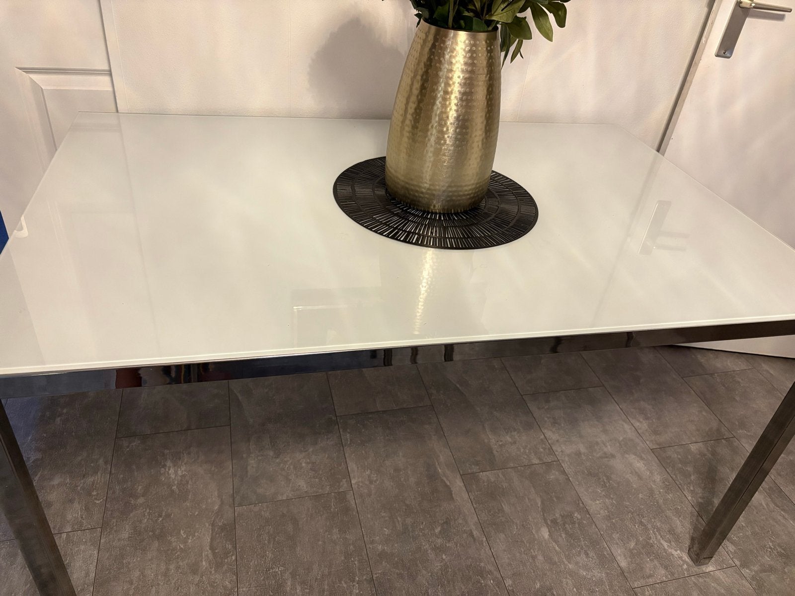 Mooie glazen eettafel van IKEA 135 x 85 cm, Ophalen, Gebruikt, 100 tot 150 cm, 50 tot 100 cm