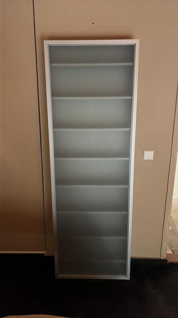 Aluminium kast met mat glazen deur, Huis en Inrichting, Woonaccessoires | Cd- en Dvd-rekken, Ophalen, Zo goed als nieuw, Metaal