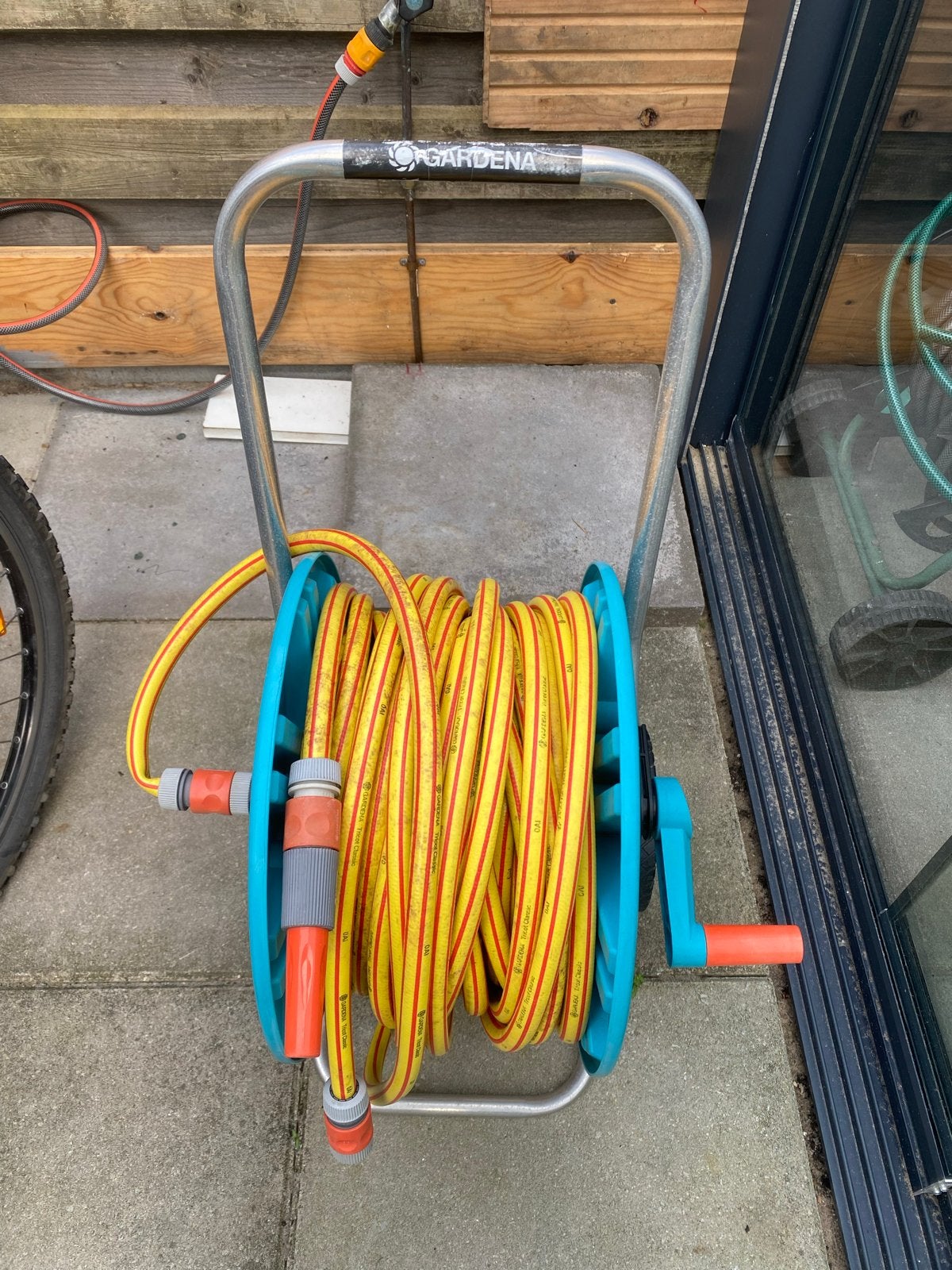 Gardena Tuinslanghaspel met slang, Tuin en Terras, Tuinslangen, Ophalen, Gebruikt, Tuinslanghaspel