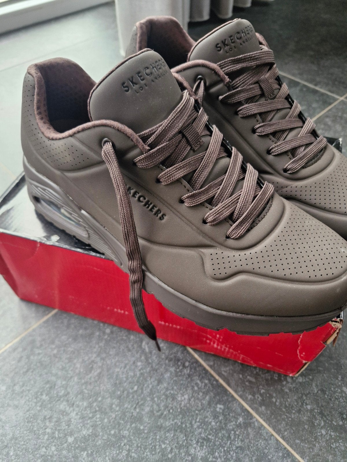 Skechers UNO Stacre Heren Sneakers - Maat 43, Bruin, Nieuw, Ophalen of Verzenden, Sneakers of Gympen