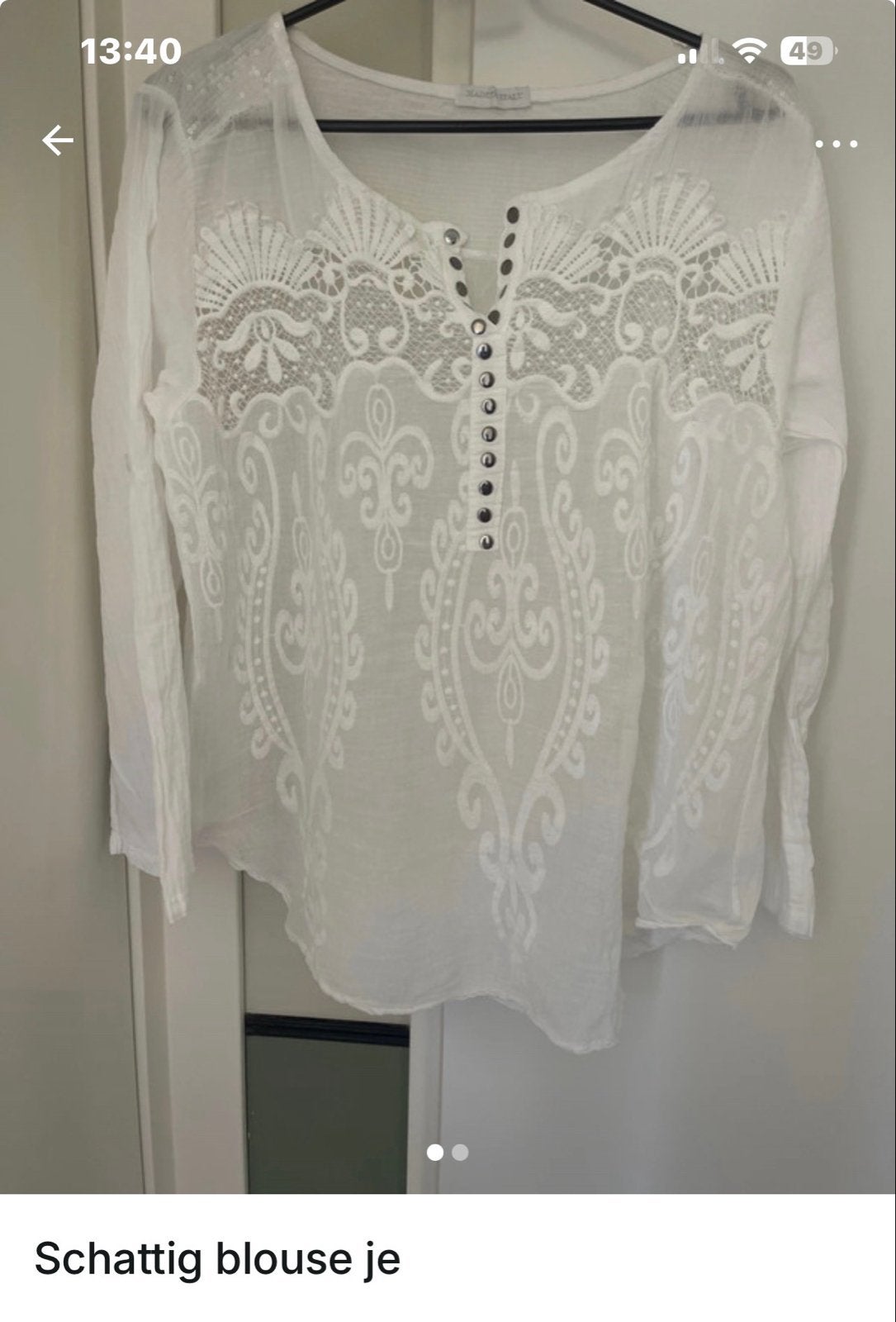 Schatting blouseje met kant en pailletten, Kleding | Dames, Blouses en Tunieken, Ophalen of Verzenden, Zo goed als nieuw, Maat 38/40 (M)