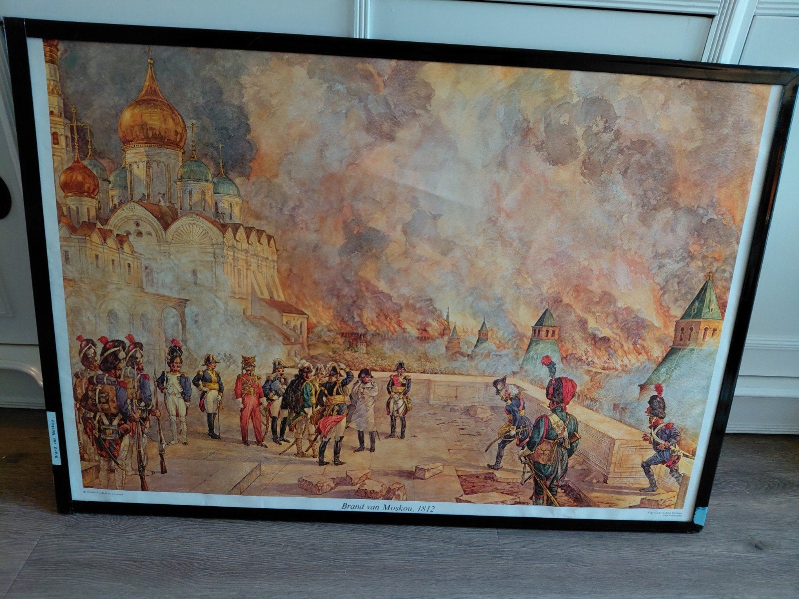 oude schoolplaat brandt van Moskou, Ophalen of Verzenden, Geschiedenis