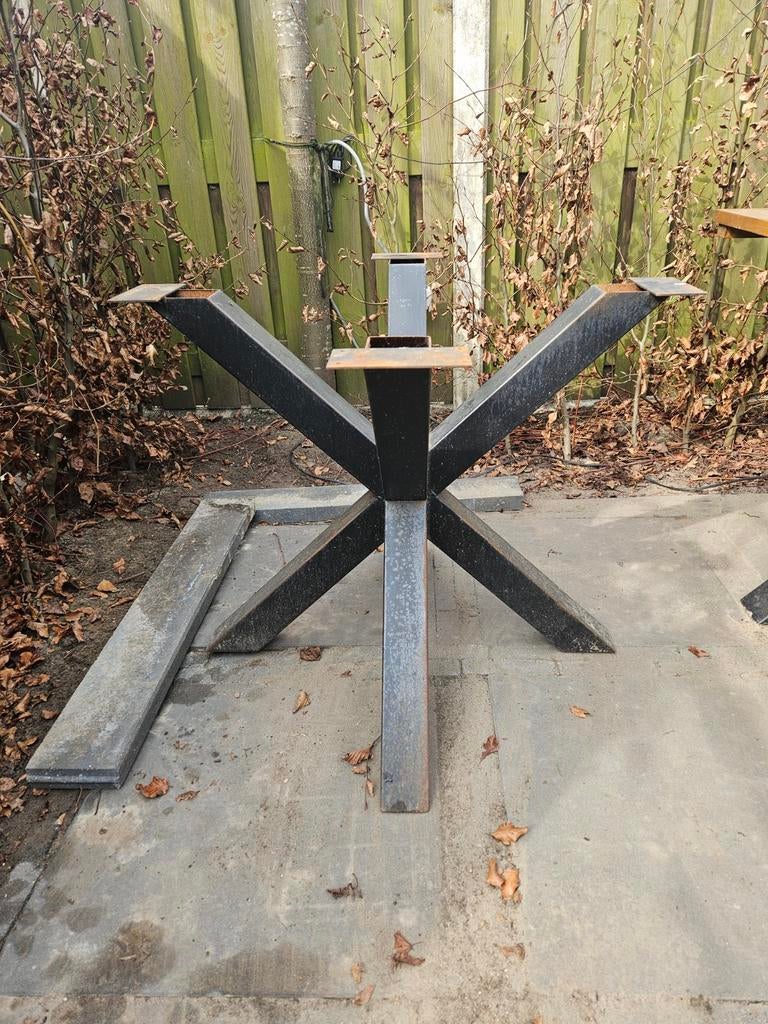 Stalen X-poot onderstel tafel, Tuin en Terras, Ophalen