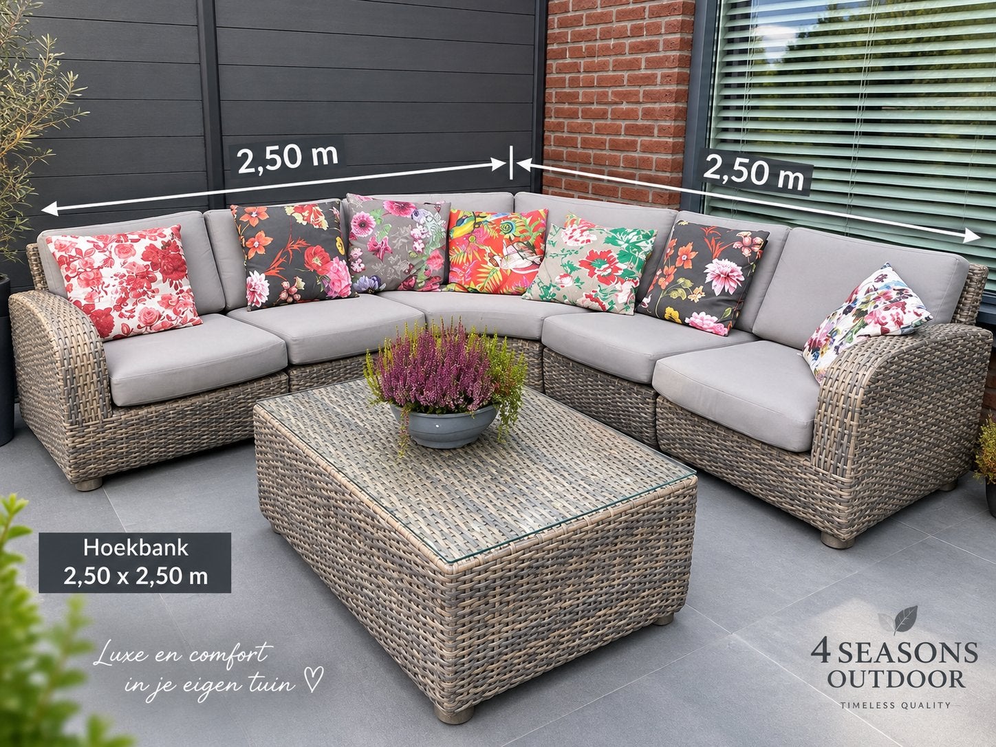 Luxe 4 Seasons Outdoor Loungeset - Hoekbank, Tafel, Hocker, Gebruikt, Meer dan 8 zitplaatsen, Ophalen of Verzenden, Loungeset